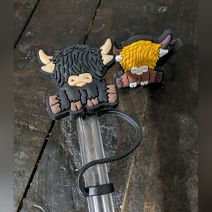 Adorable Highland Cow Straw Toppers